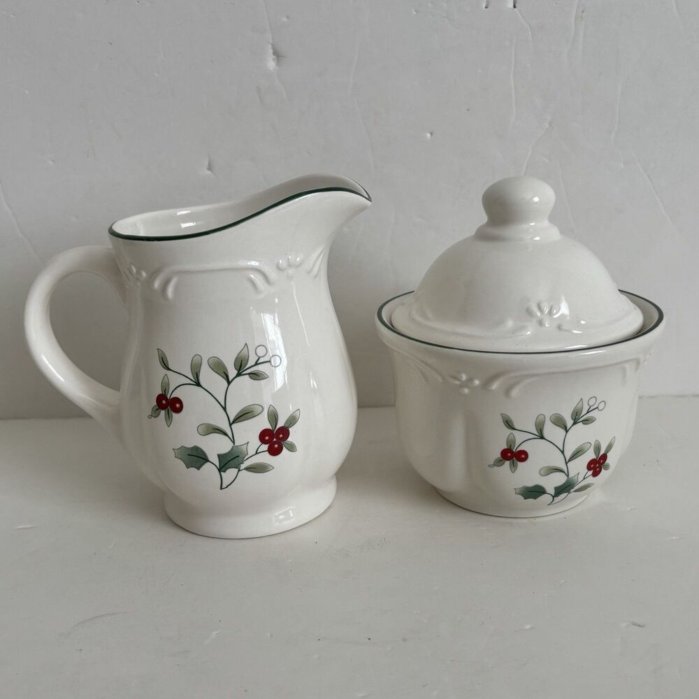 Pfaltzgraff Vintage Winter Berry Creamer & Sugar Bowl Dishwasher/Microwave Safe